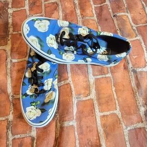 Vans Era 'Romantic Floral' sneakers Womens Sz 7 Shoes Blue White Roses